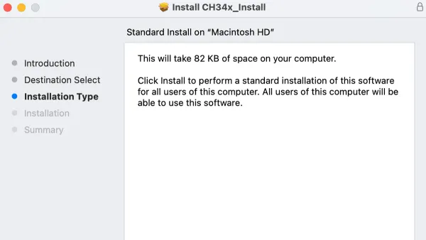 How to install CH340 driver on Mac with USB serial adapter connected to MacBook
