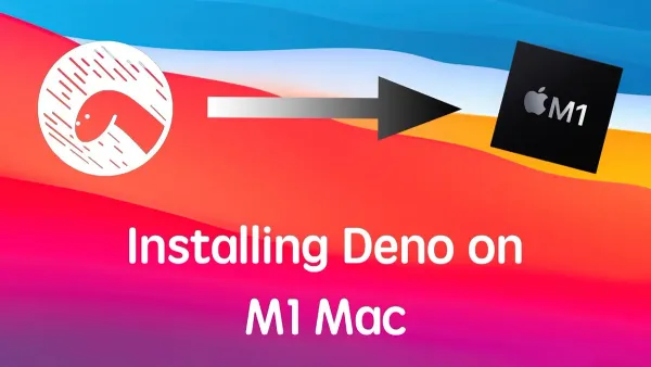 Terminal on MacBook displaying commands to install Deno on Mac