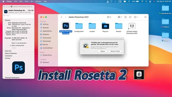 Person installing Rosetta 2 on MacBook to run Intel apps on Apple Silicon Mac