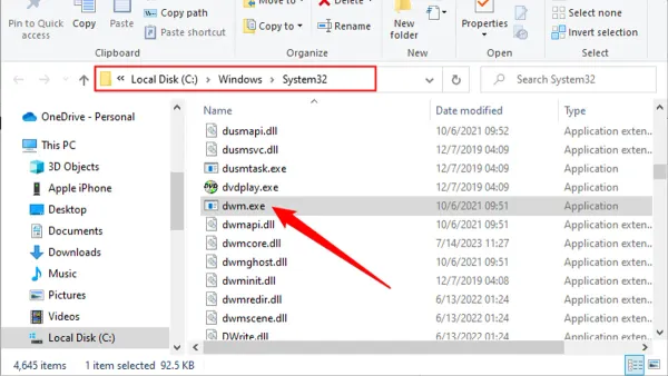 Windows Task Manager displaying dwm.exe process to check if dwm.exe is a virus