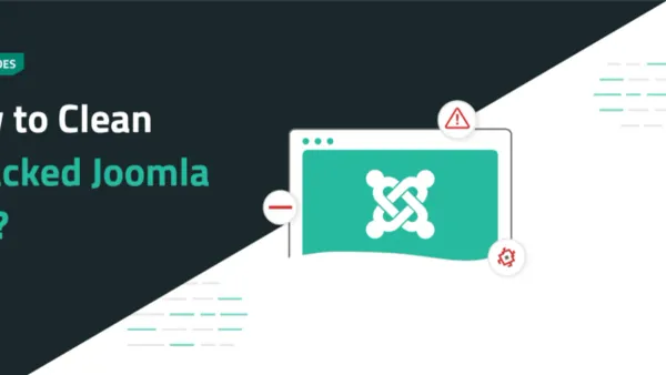 Technician diagnosing Joomla site hacked what to do on laptop screen