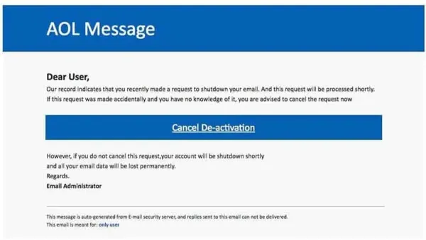 User securing AOL Mail account after it was hacked on laptop screen