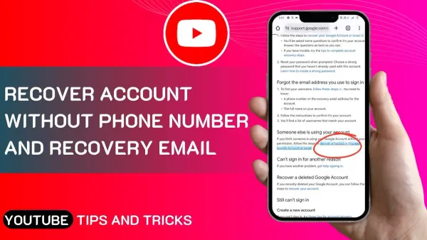 How to recover YouTube account without phone number on laptop screen