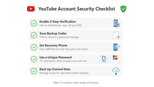 How to secure your YouTube account shown on laptop with security icons