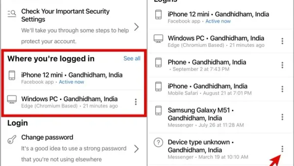 User checking how to see where you're logged into Facebook on smartphone and laptop