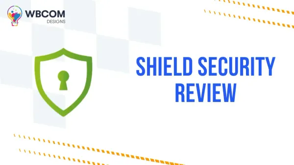 Shield Security review showing WordPress security dashboard on laptop screen
