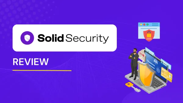 Solid Security review showing website protection dashboard on computer screen