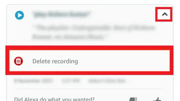Person adjusting Alexa settings on smartphone to stop Alexa from recording