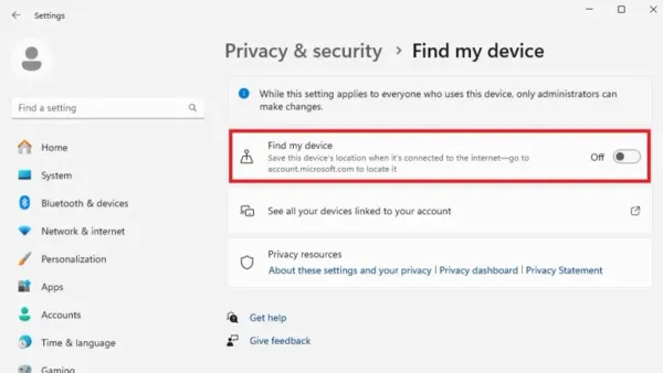 User adjusting privacy settings to stop Microsoft from tracking you on a laptop