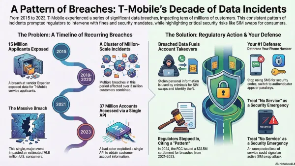 Person reviewing T-Mobile data breach alert on smartphone
