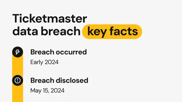 Ticketmaster data breach warning displayed on laptop screen during online ticket purchase