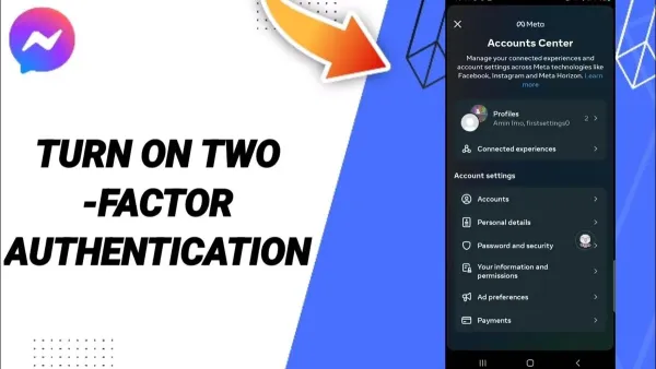 How to turn on two-factor authentication on Messenger on a smartphone screen