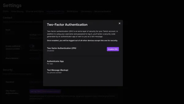 How to turn on two-factor authentication on Twitch shown on a smartphone screen
