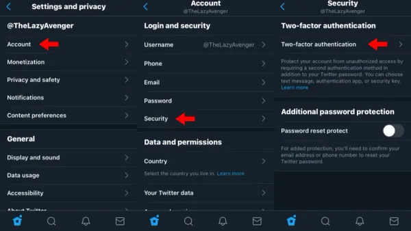 Person enabling two-factor authentication on X (Twitter) using a smartphone