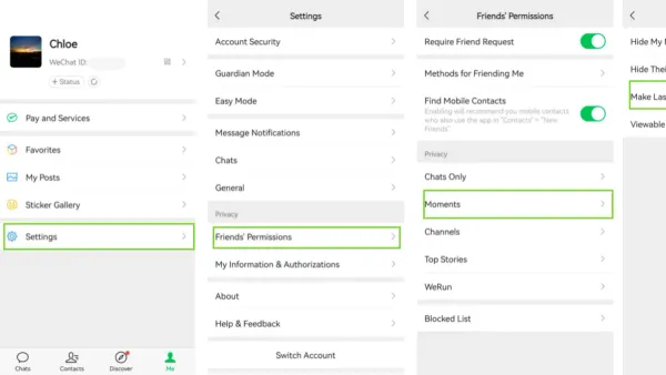 User adjusting WeChat privacy settings on smartphone for safer app use